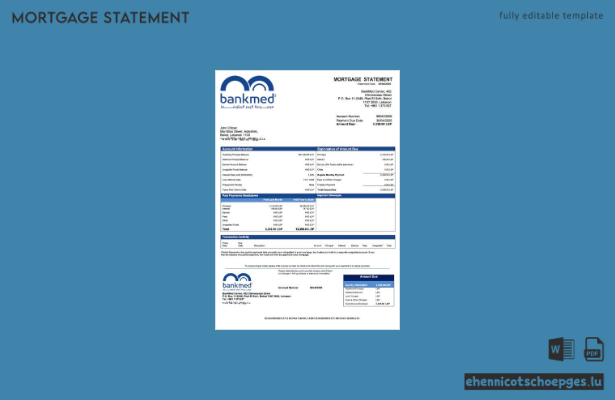 Beispiel eines Hypothekenauszugs der Lebanon BankMed (Word- und PDF-Datei)